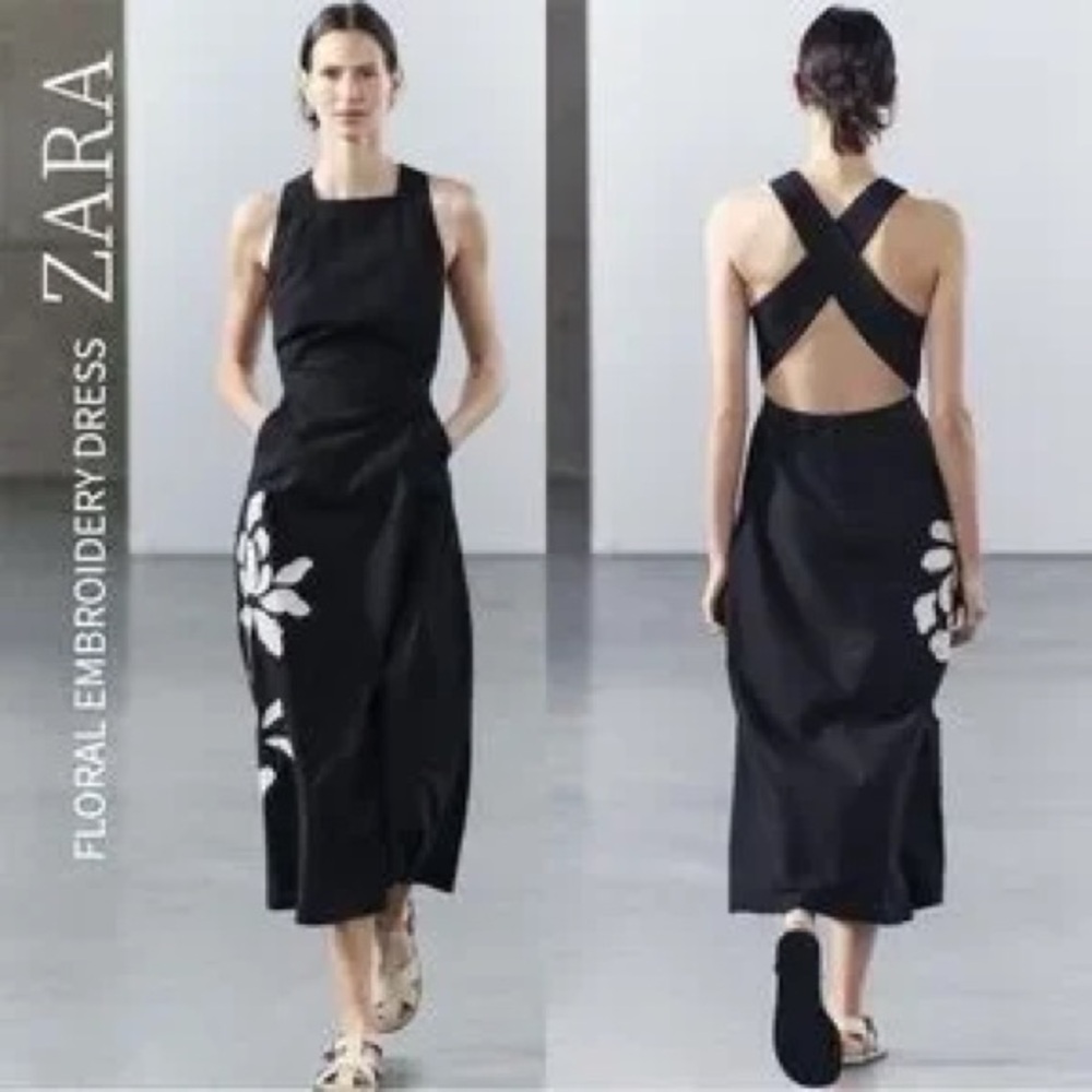 Zara Black and White Halter Sheath Dress
